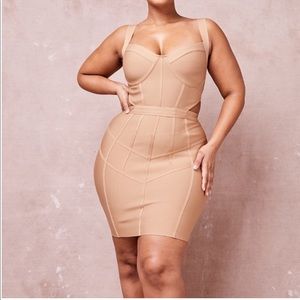 *New* PrettyLittleThing Plus Stone bandage Waist Cut out panelled bodycon Dress